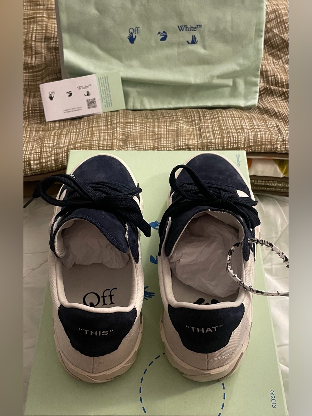 Off-White Vulc Low Navy Blue & White Sneaker Women’s Size US 6/ EU 36 *AUTHENTIC - Picture 8 of 16